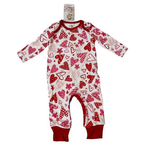 NWT Tesa Babe 9/12M Confetti Hearts Romper - Picture 1 of 5